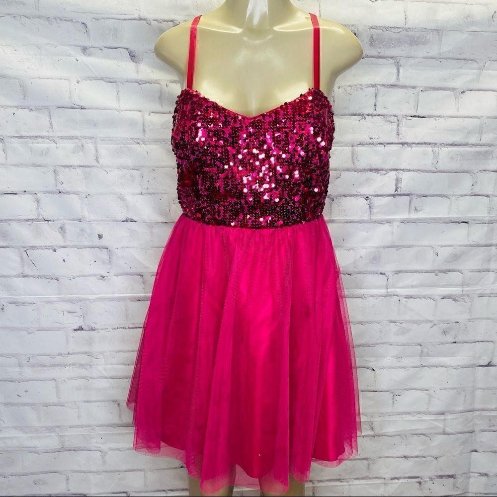 Hailey Logan by Adrianna Papell Juniors Sequin Bodice Tulle Skirt Dress